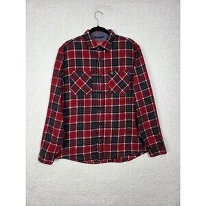 Coleman Flannel Shirt‎ Mens L Red Plaid Check Button Front LS Casual Workwear